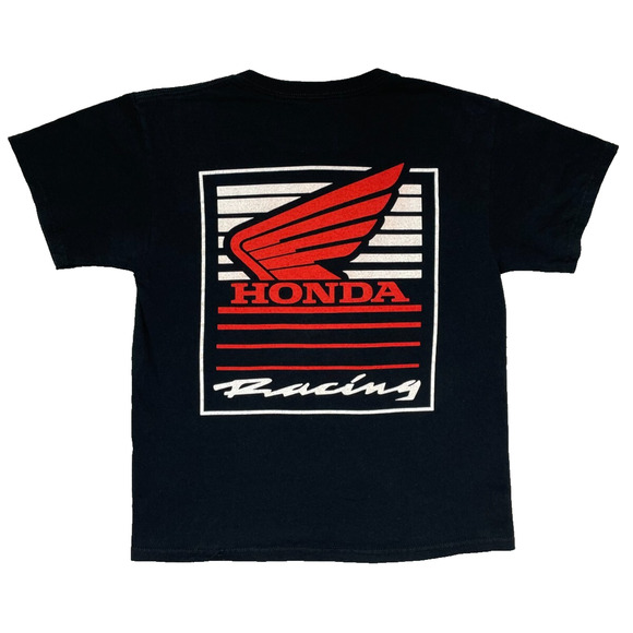 Vintage Honda Racing YOUTH XL Tee Black Red Wing Logo Motorcycle Graphic Shirt - Picture 2 of 6